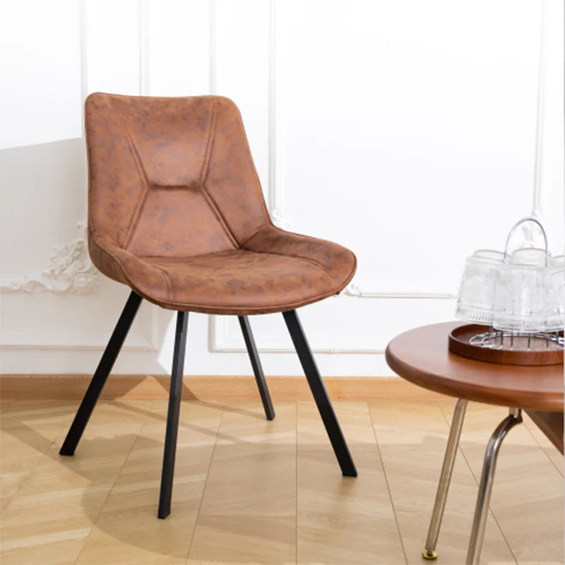 Eetkamerstoelen – Set van 2 - Stoelen – Zwarte Metalen Stoelen – Technologie-Stof – Ergonomisch – Max 120 Kg – Vuilafstotend - Bruin