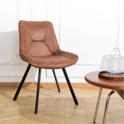 Eetkamerstoelen – Set van 2 - Stoelen – Zwarte Metalen Stoelen – Technologie-Stof – Ergonomisch – Max 120 Kg – Vuilafstotend - Bruin