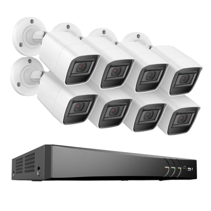 Beveiligingscamera - Beveiligingscamerasysteem - Camerabewaking - 4K Ultra HD - 8CH DVR - H.265 - Weerbestendig - Binnen - Buiten - 8 Camera's - Ingebouwde HDD - Geen
