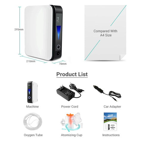 Ziqing Portable 1-2L Oxygen Concentrators Generator Machine Household Caroxigen Making Machine Respiratory Health Monitors