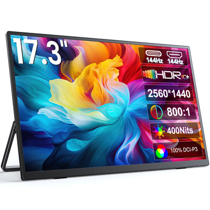 Draagbare Monitor – Portable Scherm – Second Screen – Mobiel Display – 17,3 Inch – QHD 2560x1440 Resolutie – 144Hz Refresh Rate