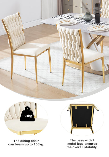WOLTU 2PCS/SET Velvet Dining Chairs Modern High Backrest Dining Room Chairs Metal Leg Upholstered Chairs for Kitchen Living Room - QUORE