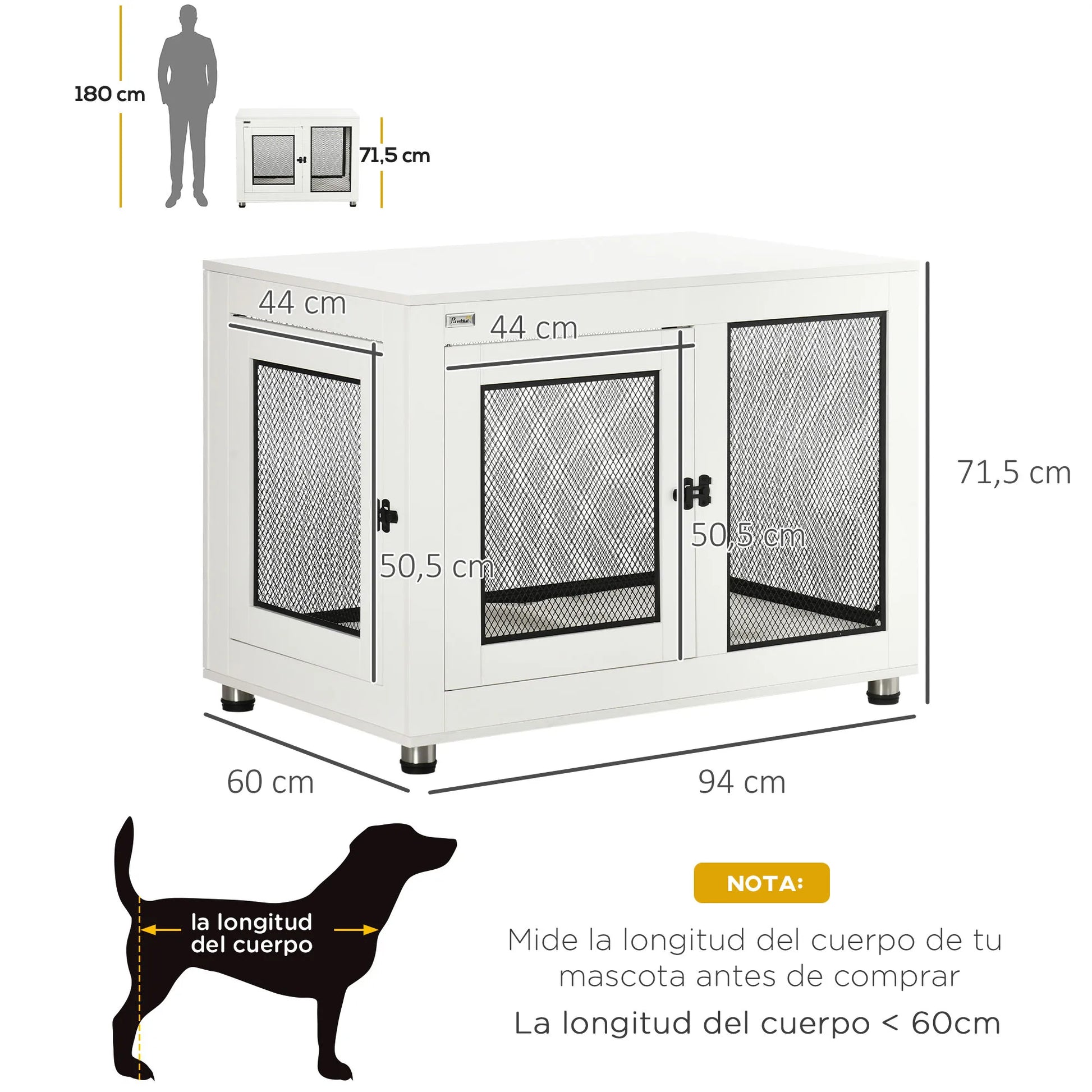 Hondenkennel – Hondenhok – Hondenbench – Hondenkooi – Bijzettafel – Grijs – Multifunctioneel 2-in-1 Ontwerp – Stevig Melamine Hout Met Ventilatie - QUORE