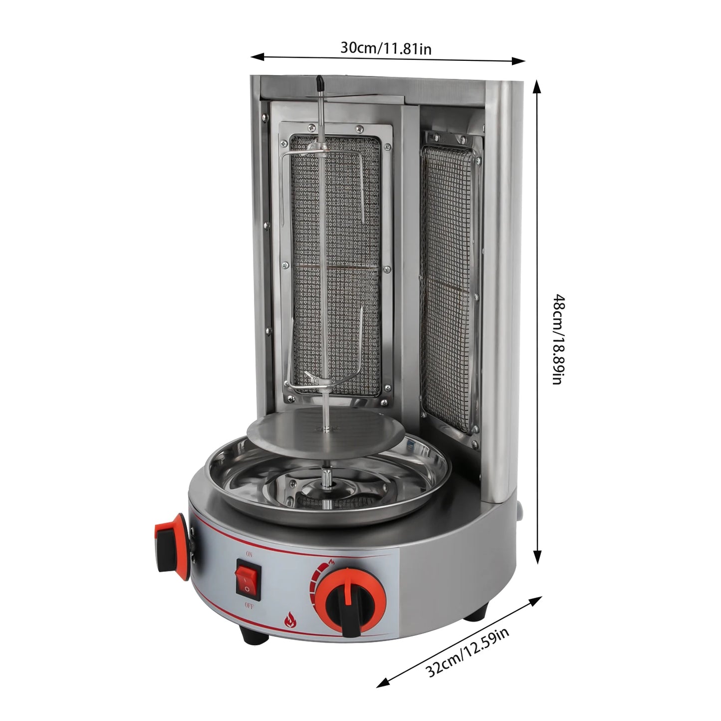 Rotisserie Grill – Verticale BBQ – Gas Grill – Grill Met Motor – RVS 201 – 360° Automatische Rotatie – Dubbele Infrarood Branders