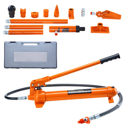 SucceBuy 10/12T Porta Power Kit Hydraulic Jack with 4.6 ft Oil Hose Auto Body Frame Repair Kit with Storage Case for Car Repair