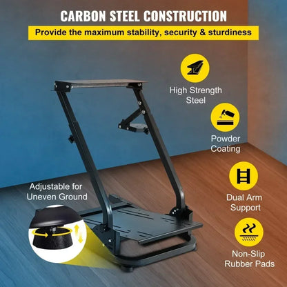 Stuurstandaard - Wheel Stand - Racing Simulator - Sim Race Stuurstandaard - Racing Wheel Stand - Volledig Verstelbaar – Carbon Staal – Compact Opvouwbaar - Zwart