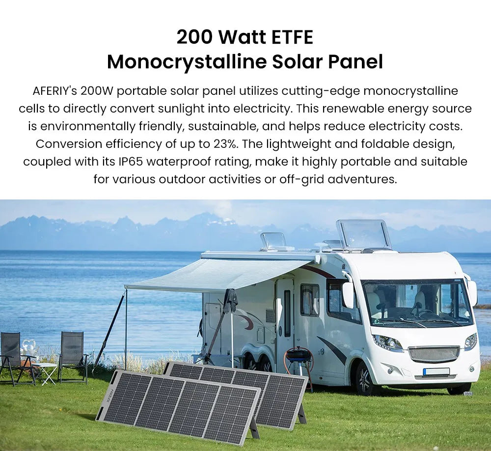 AFERIY ‎AF-S200A1 200W Portable Foldable Solar Panel, 23% Energy Conversion Rate, Adjustable Kickstand, Lightweight, Foldable