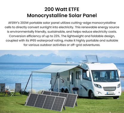 AFERIY ‎AF-S200A1 200W Portable Foldable Solar Panel, 23% Energy Conversion Rate, Adjustable Kickstand, Lightweight, Foldable