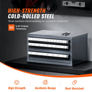 Boorbitdispenser - 29 stuks - Drie-laden boormachine organizer - Hoogwaardig materiaal - Poedercoating - Zwart - QUORE