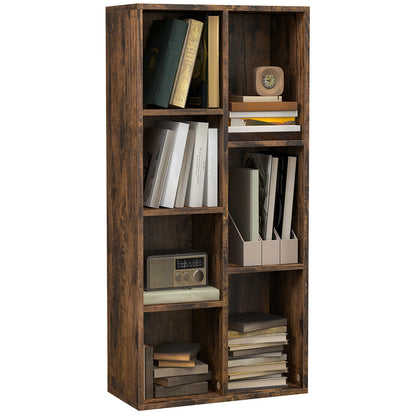 Boekenkasten - Boekenplank - Wandplank - Boekenplank - Opbergrek Organizer - 50x24x106 cm - 7 vakken - voor Slaapkamer en Kantoor - Chocolade - QUORE