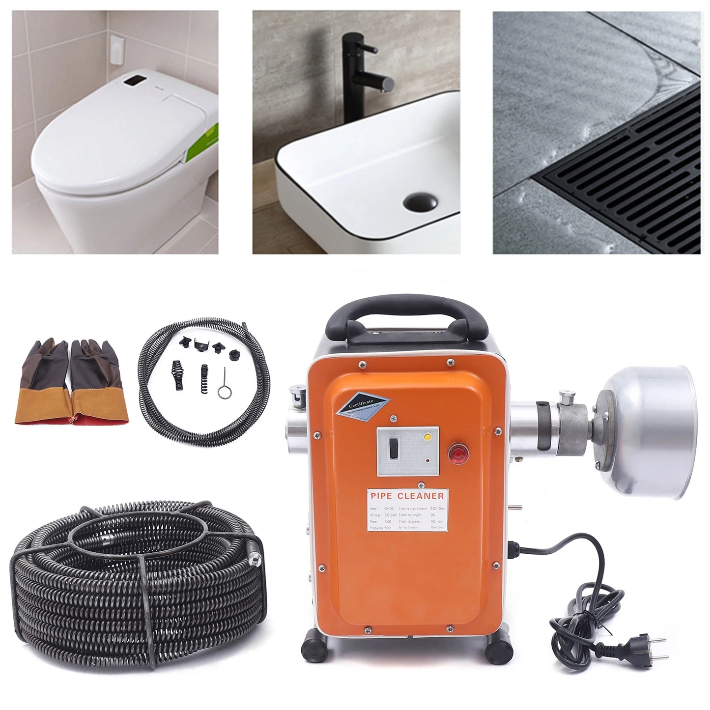 Rioolontstopper – Afvoerontstopper – Leidingen Reinigen – Verstopping Verwijderen – 20 Meter Veer – 750W Motor