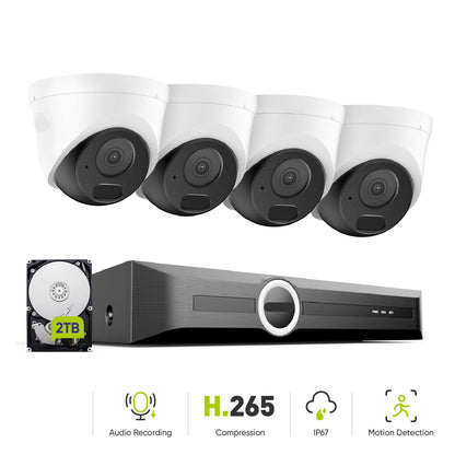 CCTV Beveiligingssysteem – IP Camera Set – Surveillance Camera – Bewakingscamera – NVR Recorder – 4x 3MP Camera’s – Nachtzicht Tot 30 Meter – Ingebouwde Microfoon & PoE Installatie