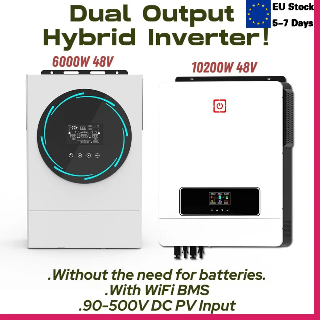 Hybrid Zonnestroomomvormer – Hybride Omvormer – Solar Inverter – Zonne-energie Omvormer – 10,2 kW Vermogen – Wifi Monitoring