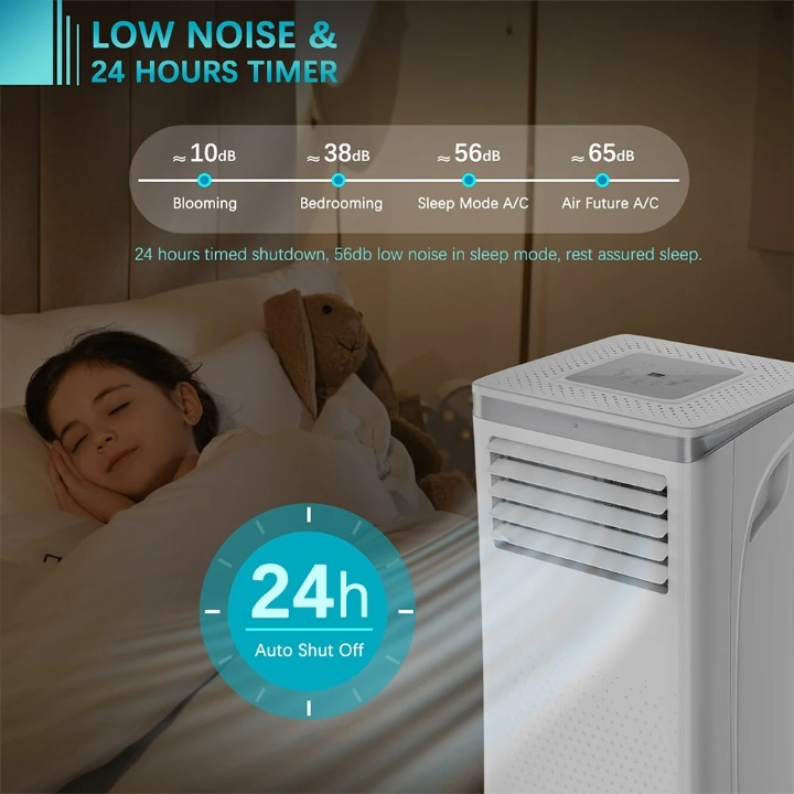 Mobiele Airco - Draagbare Airconditioning - Mini-Airconditioning - Verdampings Luchtbevochtiger - met Afstandsbediening - 7000BTU - voor Koeling - Ventileren - Ontvochtiger - 3.5A - 65dB - 310m³/h - 220-240 V/50HZ  - 70 x 35 x 34.8 cm - Wit