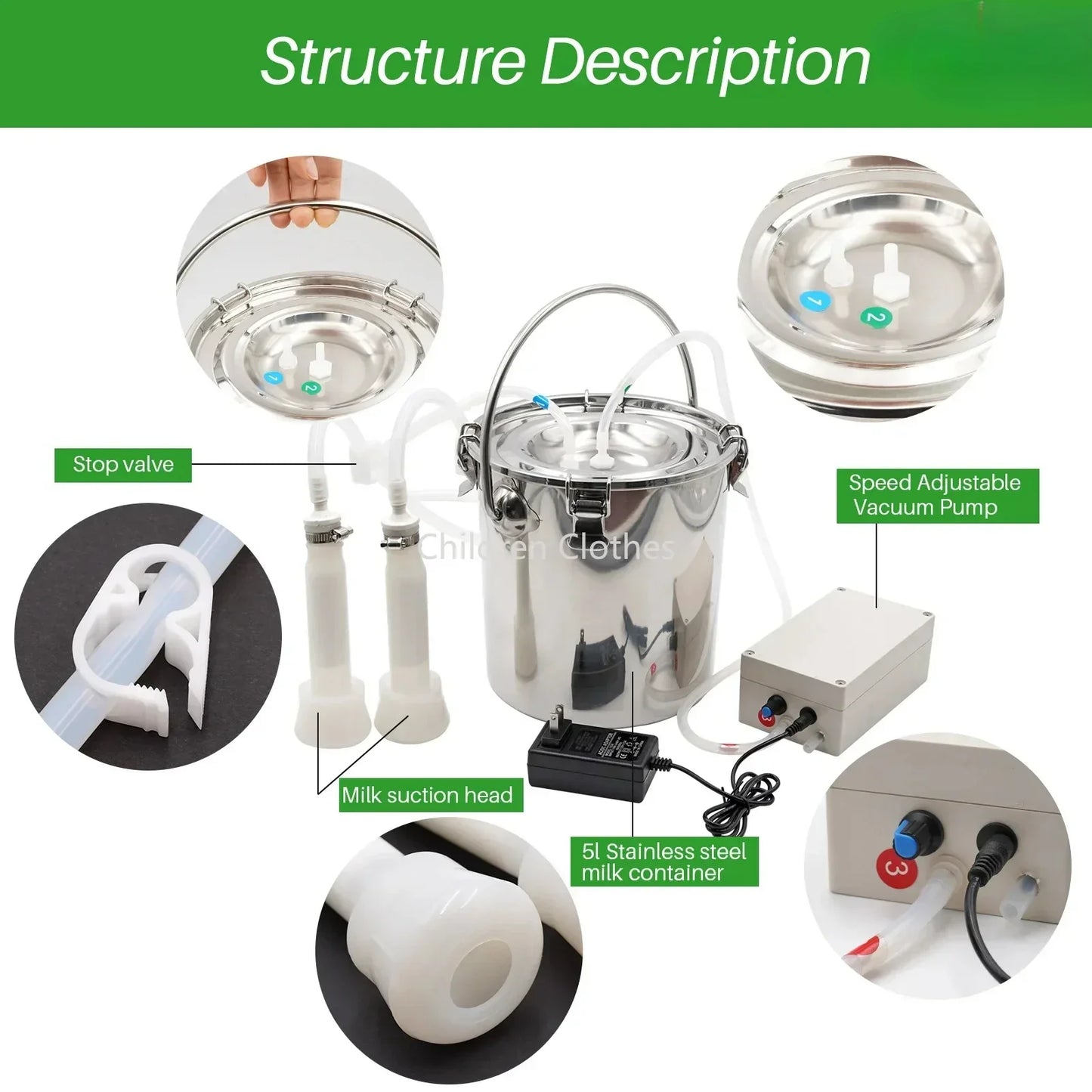 Melkmachine – Elektrische Melkset – Melkopschuimer – Flesvoeding Apparaat – Baby Melk Maker – 5 Liter Roestvrijstaal – Instelbare Zuigkracht