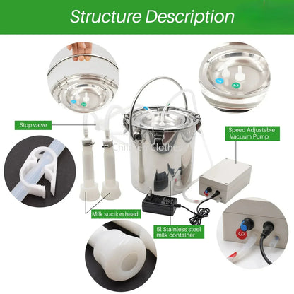 Melkmachine – Elektrische Melkset – Melkopschuimer – Flesvoeding Apparaat – Baby Melk Maker – 5 Liter Roestvrijstaal – Instelbare Zuigkracht