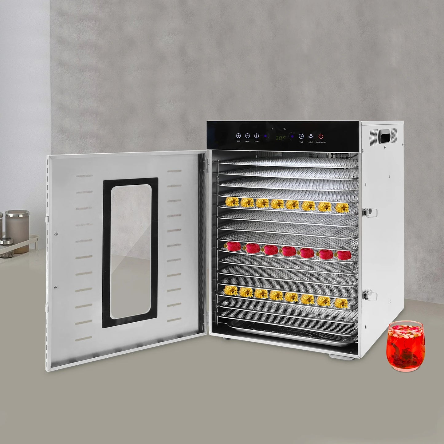 Stainless Steel Fruit Dehydrator Machine Food Dehydrator Dehydrator Machine 16-Tray Food Dehydrator