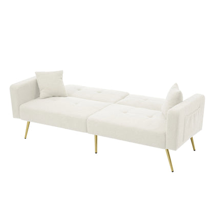 Sofa Bed – Slaapbank – Bedbank – Oprolbed – Velours Bekleding – Verstelbare Rugleuning – Houten Constructie