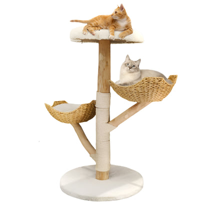 Kattenkrabpaal – Krabmeubel – Kattenpaal – Speelpaal – Natuurlijk Wilgenhout – Meerdere Verdiepingen – Sisal Krabposten - 60 x 111 cm