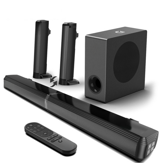 Soundbar - Soundbars voor TV en Theater - Soundbar met Subwoofer - 200W -  4.1CH - Heimkino Soundsystem - Bluetooth-Luidspreker Soundbar Subwoofer met optische - AUX - HDMI-ondersteuning -EU stekker -  Zwart - QUORE
