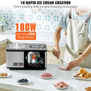 Ice Cream Maker - Ice Cream Machine - Slushy Maker - Ice Cream Machine - Smoothie Maker - Horizontal - with Built-in Compressor 2 Quarts