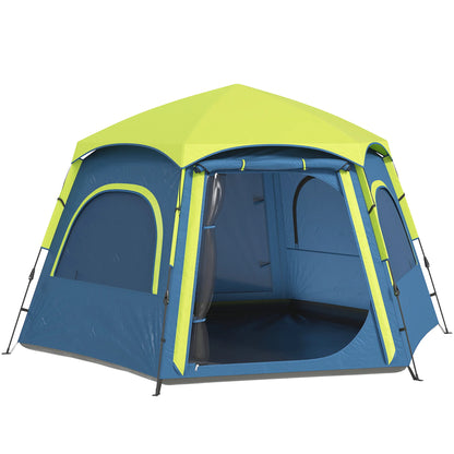 Koepeltent – Buitentent – Kampeertent – Tent Voor 3-4 Personen – Water- En Uv-Bestendig Polyester – Lichtgewicht En Compact - Blauw - QUORE