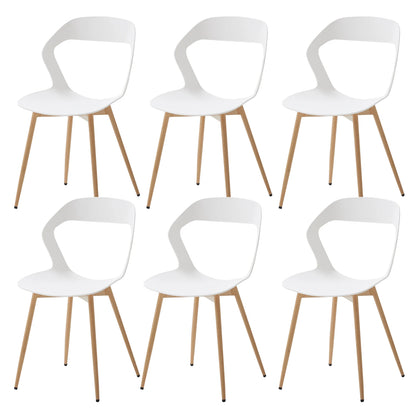 Set van 6 Witte Eetkamerstoelen – Stoelen – Vergaderstoelen – Krukken – Design Stoelen – Scandinavisch Design – Duurzaam Kunststof – Metalen Poten met Houtlook