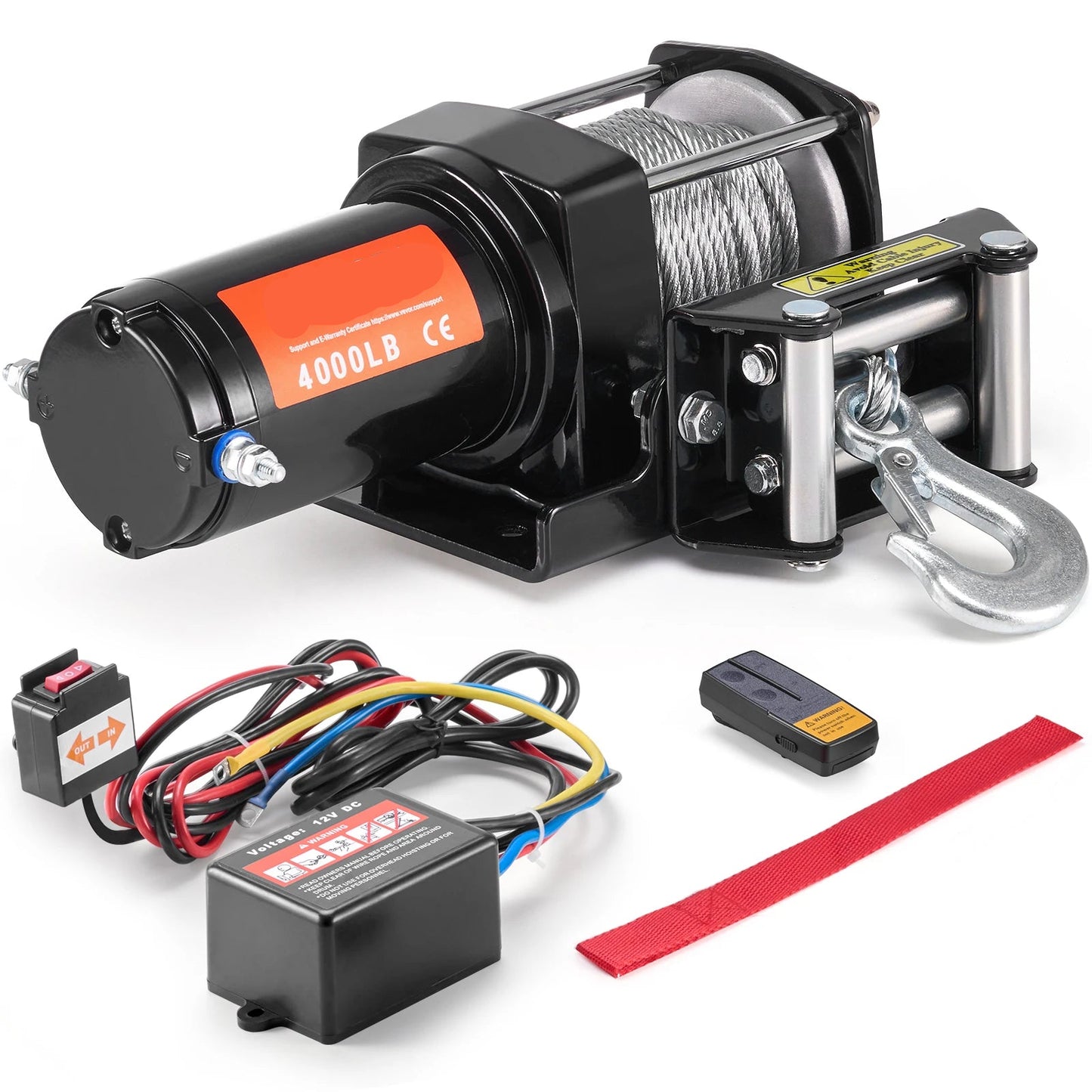 Elektrische Lier - Takel - Winch - Trekkracht van 4000lbs – Stalen Kabel – Draadloze & Bedrade Bediening – Waterdicht – Geschikt voor ATV, UTV & Off-Road Voertuigen