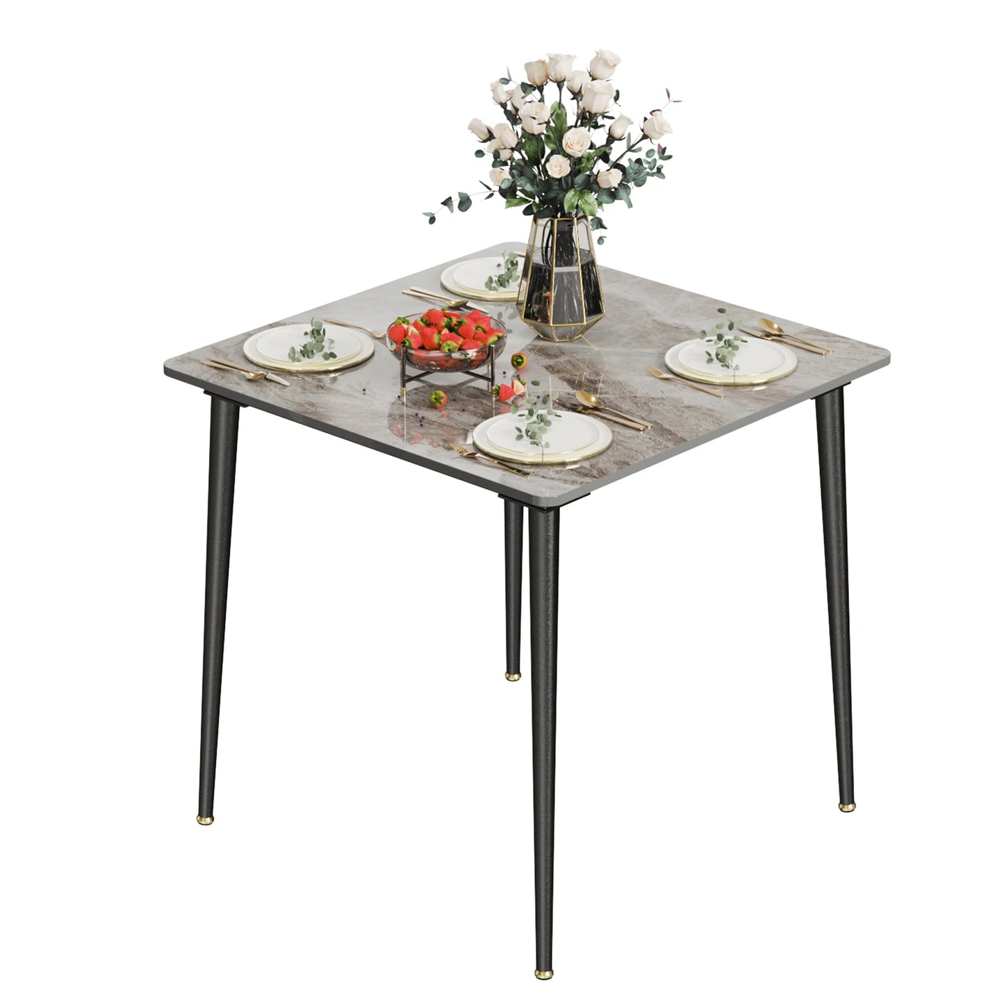 Eettafel – Dinertafel – Tafel – Keukentafel – Meubel – Rechthoekig – Sintersteen Blad – Metalen Frame