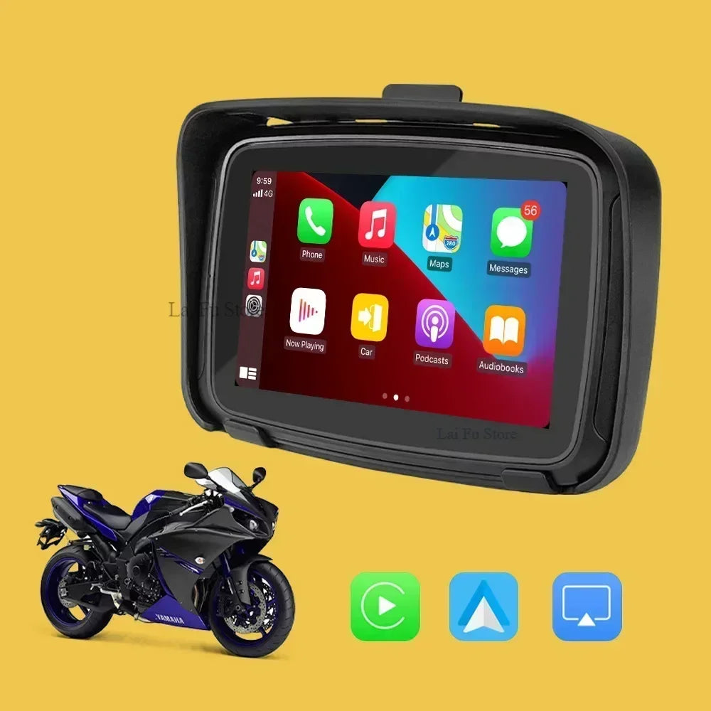 5 Inch Portable GPS Navigation Motorcycle Waterproof Carplay Display Motorcycle Wireless Android Auto IPX7 GPS Screen Apple