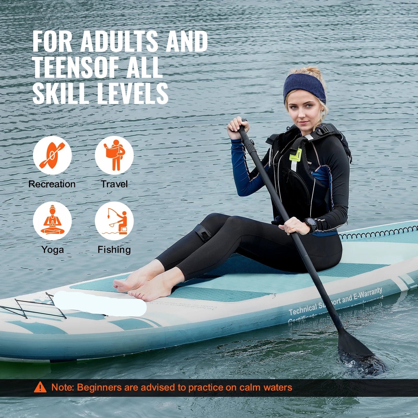 Supboard - Stand-Up Paddle Board - Sup - Sup Board Opblaasbaar - 10.6' x 33" x 6" - Inclusief Accessoires en Reparatieset – Antislip Dek – Geschikt voor Jongeren en Volwassenen