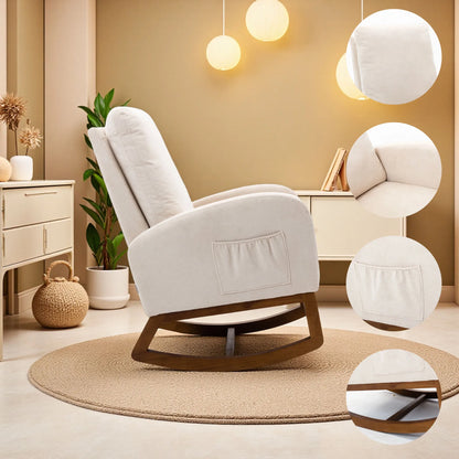Schommelstoel – Relaxstoel – Fauteuil – Loungestoel – Schommelstoel Babykamer – Massief Rubberwood – Ergonomisch Ontwerp