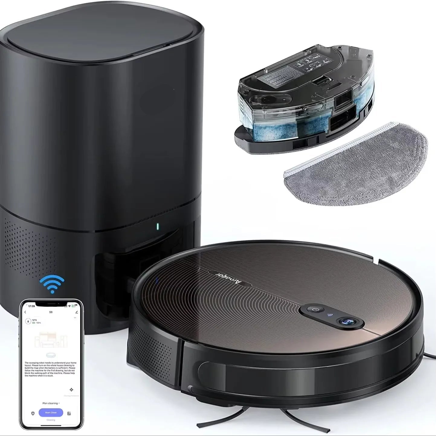 Robotstofzuiger – Robotstofzuiger Met Dweilfunctie – Smart Vacuum Cleaner – Robotstofzuiger Zelfreinigend – Robotstofzuiger Met App – 3500Pa Zuigkracht – Zelfledigend Stofreservoir 45 Dagen