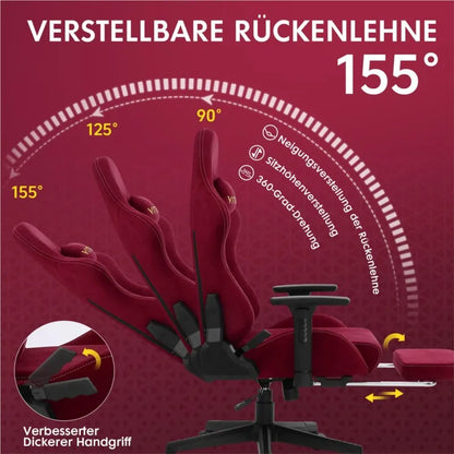 Gamingstoel – Bureaustoel – Game Chair – Werkstoel – Stoel Met Voetensteun – Ergonomisch Design – Verstelbare Rugleuning 90-155° – Faux-suède Bekleding Groen