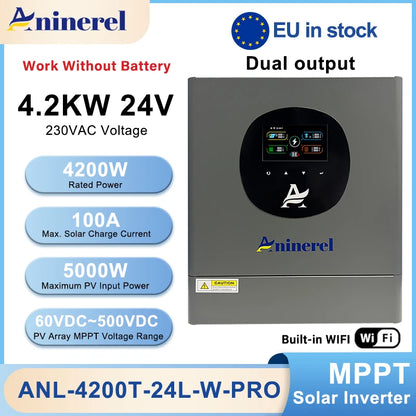 Hybride Zonne-omvormer – Zonnepaneel Omvormer – Inverter – Zonnestroom Converter – Solar Energieomvormer – 4,2 kW Vermogen – MPPT 100A Laadregelaar