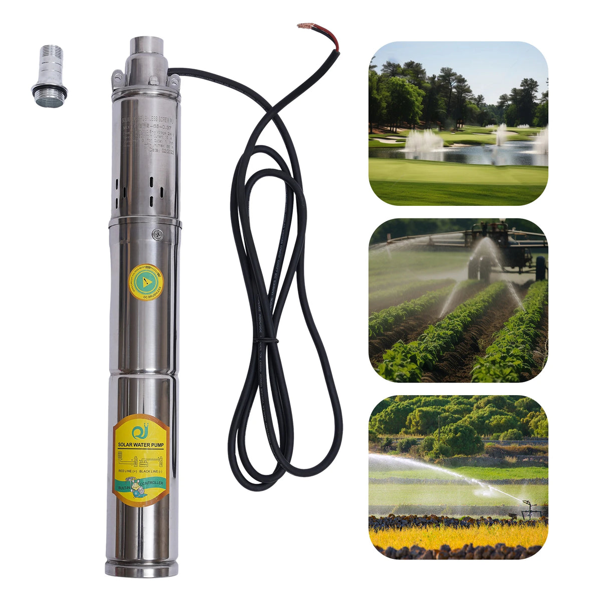 Zonne-energie Diepe Put Waterpomp - 24V - 370W - RVS - Dompelpomp voor Irrigatie - Landbouw & Watervoorziening - Farm Ranch Dompelpomp voor Diepe Putten - Zilver