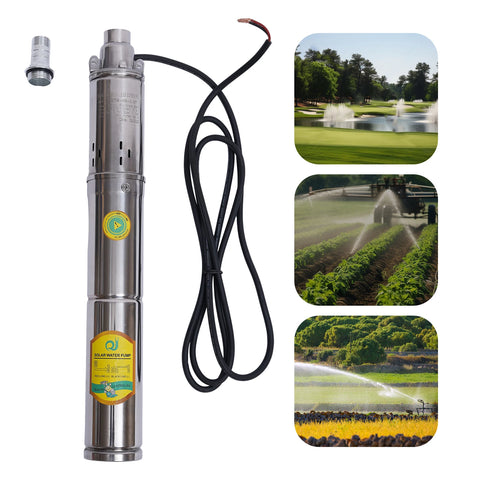 Zonne-energie Diepe Put Waterpomp - 24V - 370W - RVS - Dompelpomp voor Irrigatie - Landbouw & Watervoorziening - Farm Ranch Dompelpomp voor Diepe Putten - Zilver