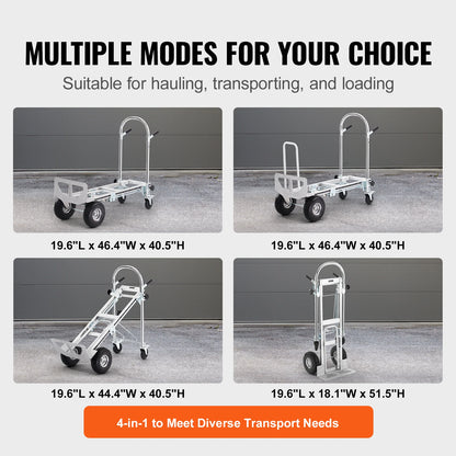 Steekwagens - Steekkar - Transportkar - Transportwagen - Winkeltrolley - Draagvermogen 180 kg - Opvouwbare - Aluminium - Industriële Inklapbare Trolley - voor Magazijn, Verhuis en Supermarkt