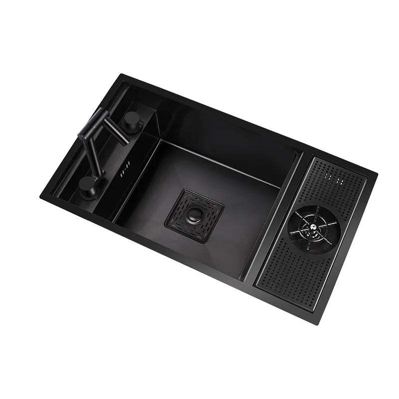 Spoelbak – Wastafel – Inbouwspoelbak – Keukenspoelbak – RVS Wasbak – 55x32 cm – Roestvrij Staal 304 Nano – Inklapbare Kraan & Afdekplaat - QUORE