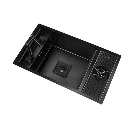 Spoelbak – Wastafel – Inbouwspoelbak – Keukenspoelbak – RVS Wasbak – 55x32 cm – Roestvrij Staal 304 Nano – Inklapbare Kraan & Afdekplaat - QUORE