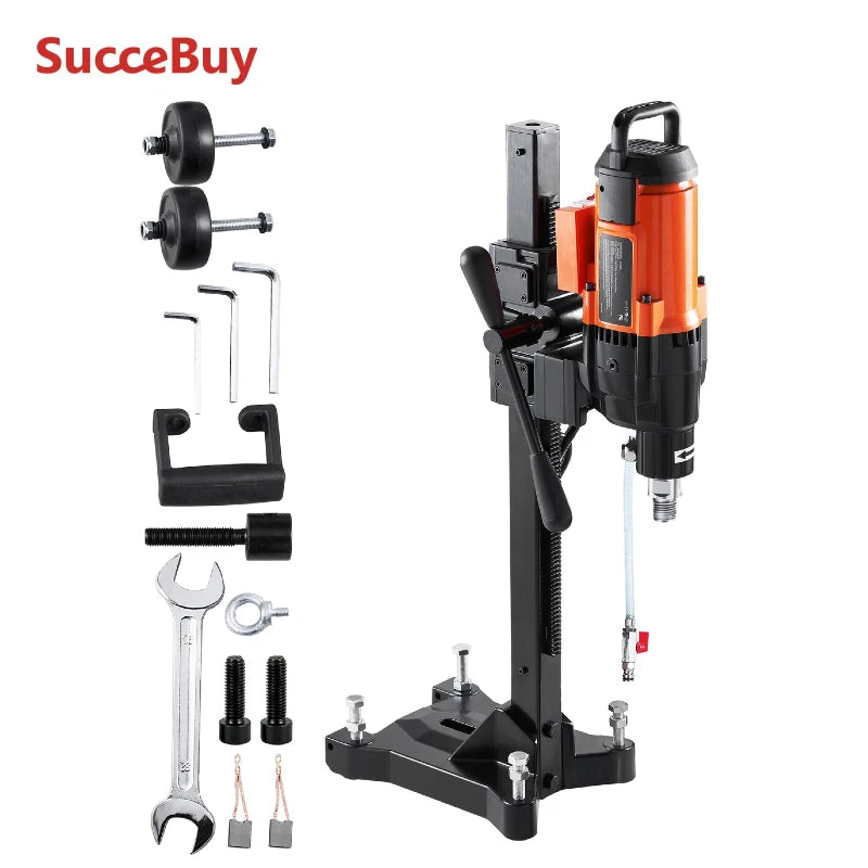 SucceBuy 2500W Diamond Core Drilling Machine 10in Wet Concrete Core Drill Rig Stand Wheels 750RPM Speed 10in Drilling Diameter