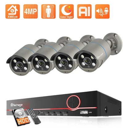 Beveiligingscamera Systeem – Camerabewaking – CCTV Camera – Bewakingscamera – IP Camera – 8-Kanaals PoE NVR – 4MP Resolutie & AI Gezichtsdetectie - QUORE