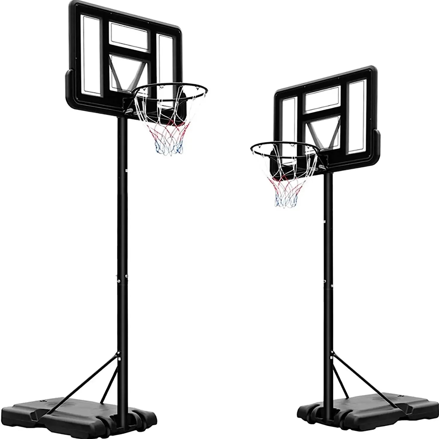 Mobiele Basketbalring – Verstelbare Basketbalring – Basketbalring Met Wielen – Basketbalhoepel – Basketbalstandaard – Verstelbare Hoogte 230-304 cm – Weerbestendig Stalen Frame - Wit - QUORE