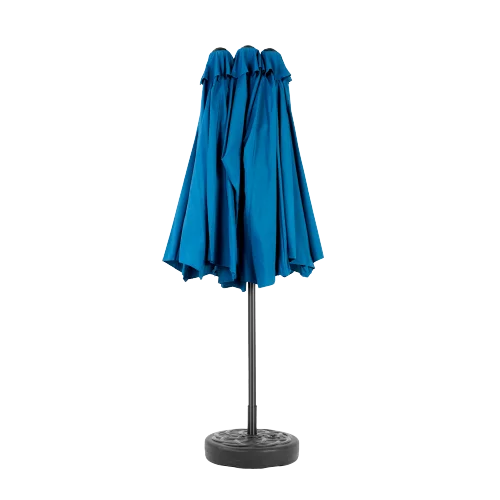Parasol - Zweefparasol – Dubbele Buitenparasol – Dubbele Parasol – Grote Parasol – Buitenscherm – Zonnescherm – 14,8 m² – 100% Polyester Doek - Diepblauw - QUORE
