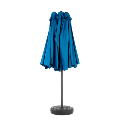 Parasol - Zweefparasol – Dubbele Buitenparasol – Dubbele Parasol – Grote Parasol – Buitenscherm – Zonnescherm – 14,8 m² – 100% Polyester Doek - Diepblauw - QUORE