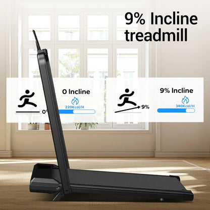 Loopband – Loopmachine – Loopmat – Trainingsapparaat – Wandelband – Verstelbare Helling 9% – 5-Lagen Schokabsorberende Loopband