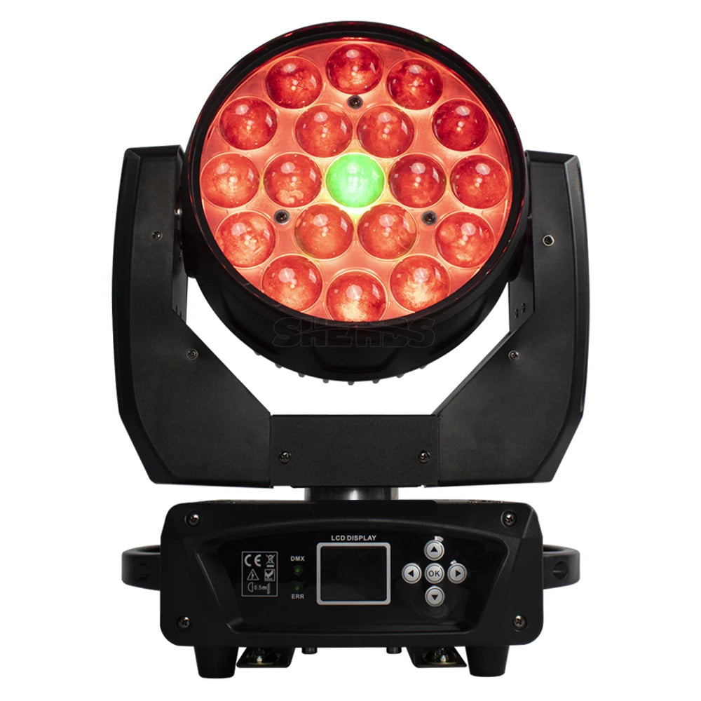 Discolamp - Party Lights - Disco licht - Party Laser  - Podiumverlichting - Mini LED & Laser Party Lamp - 19x15W Zoom & DMX-compatibel -  Discobal - Beam+Wash RGBW Moving Head Lich - met Flight Case - 1 Stuk