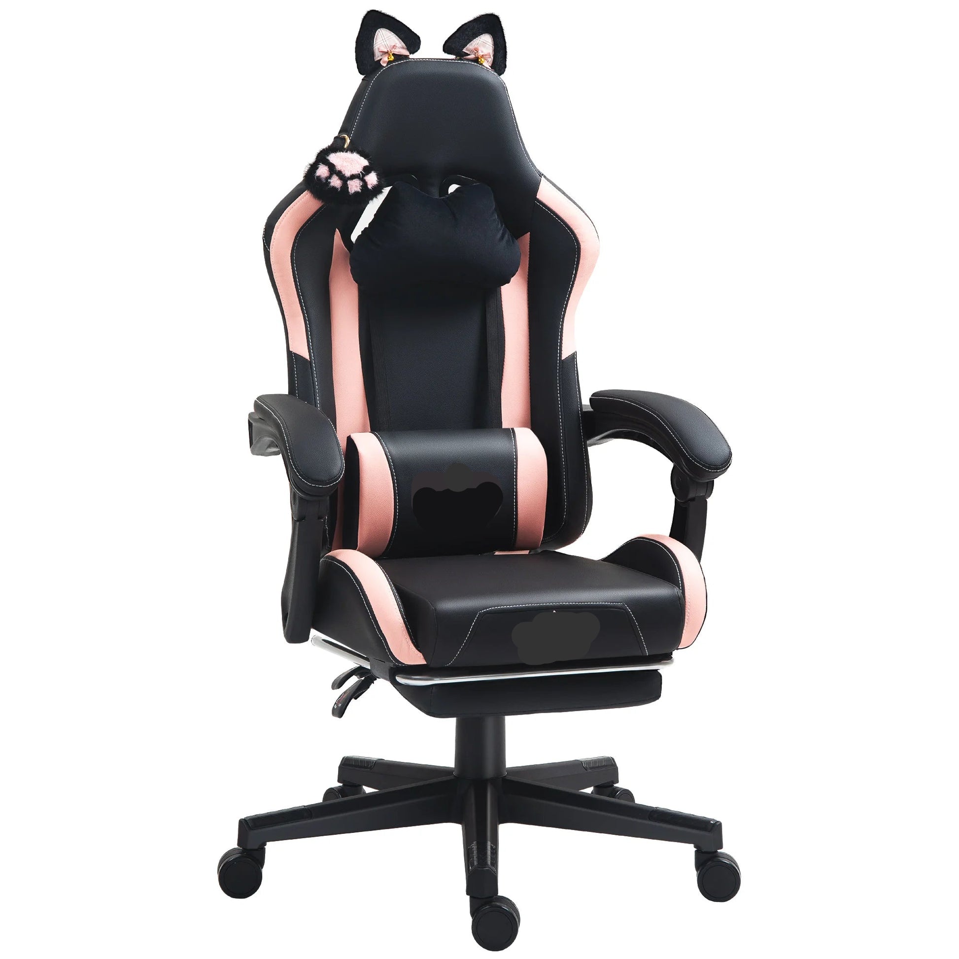 Gaming Stoel - met Voetsteun - Bureaustoel - Ergonomische - Verstelbare - 135° Kantelbaar - Duurzame materialen - Uniek Design - 120 kg Draagvermogen - Zwart - QUORE