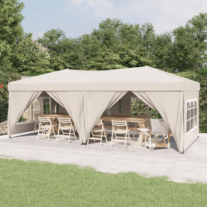 Tuinpaviljoen – Partytent – Draagbare Koepeltent – Opvouwbare Wandtent – Tuinkamer –  UV Bescherming – 210D Oxford Stof – Stalen Frame - 3 x 6 m - Beige