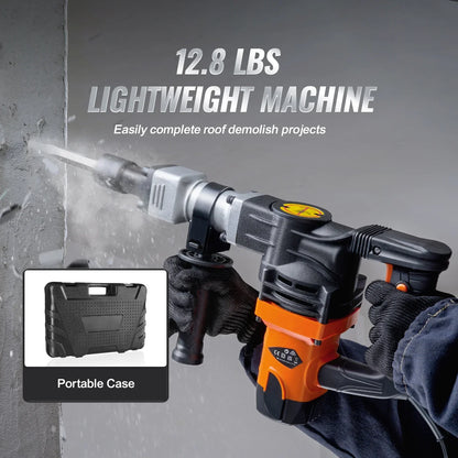Sloophamer - Elektrische breekhamer - Betonbreker - Met hoge slagkracht voor sloopwerkzaamheden - Heavy Duty - 1400W - 2900BPM - Zwart Oranje